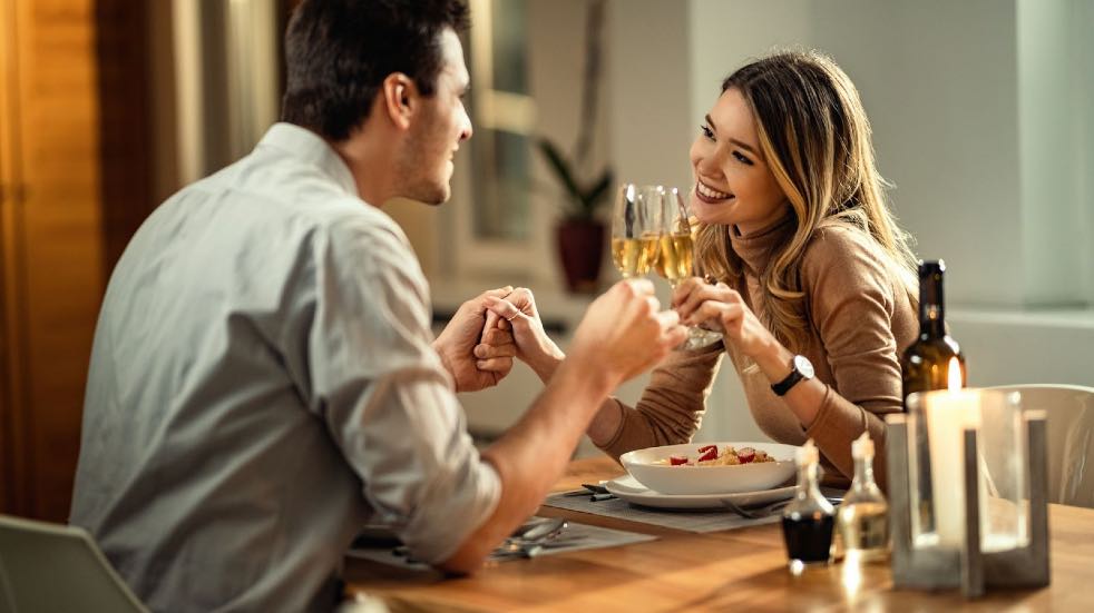 Romantic couple in restaurant